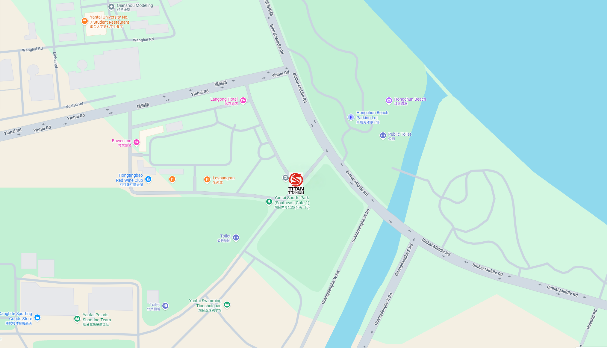 Map showing TITAN office at 2F, Yinhai Rd 688, Yantai, China